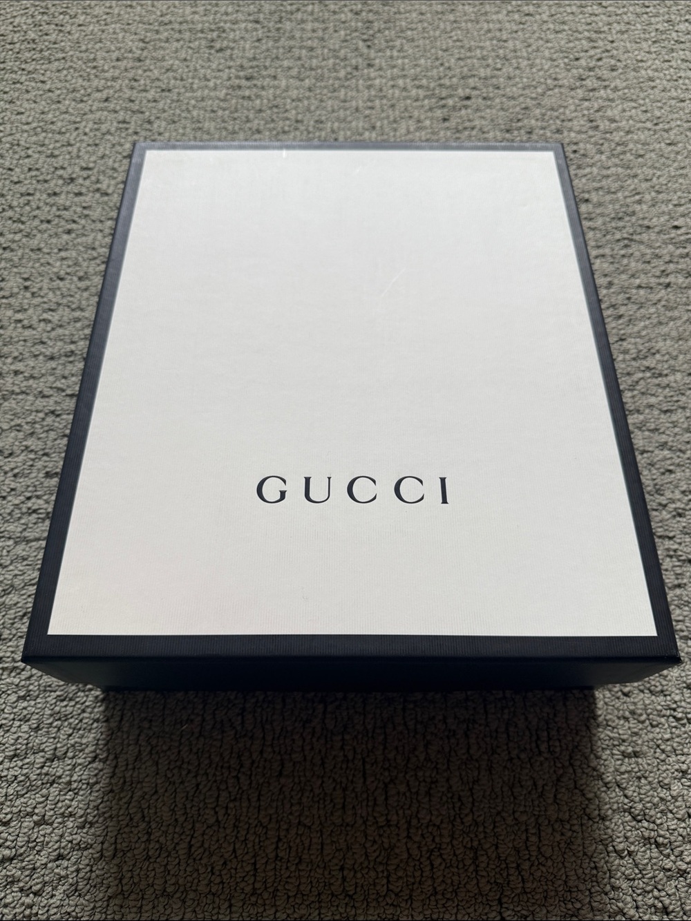 Gucci Large Storage, Gift and Shoe Box- White Lid Black Trim Ribbed Thick Sturdy